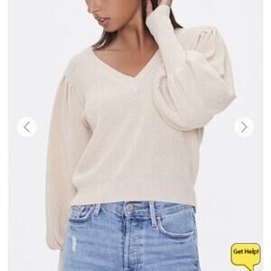 NWT Forever 21 Glitter Knit Balloon Sleeve Sweater